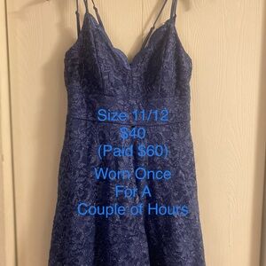 Elegant Navy Blue Lace Dress